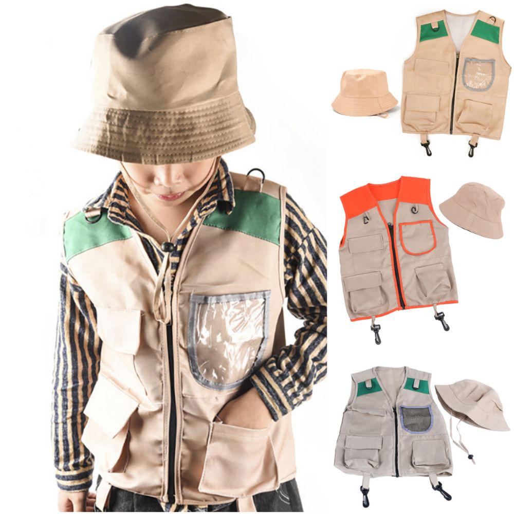 Outdoor Adventure Kit For Kids - 다채로운 색상의 어린이용 탐험가 모자와 조끼