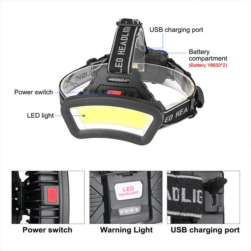 COB LED 전조등 USB 충전식 빨간색 흰색 빛 낚 - Outdoor Adventure Zone 리뷰 및 가격